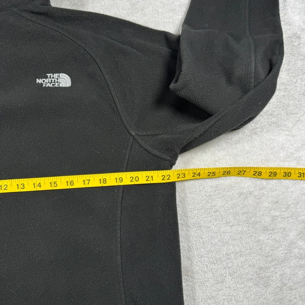 The North Face Fleece Jacket Mens M Black Full Zip Raglan Mock Neck Embroidered